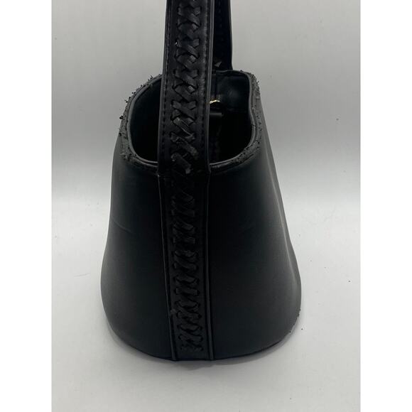 FREE PEOPLE Women’s Black Faux-Leather Braided-Strap Square Top-Handle Bag SZ OS - Picture 5 of 8